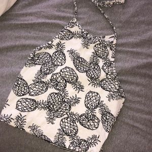 Reversible Halter Tanktop Pineapples and Stripes
